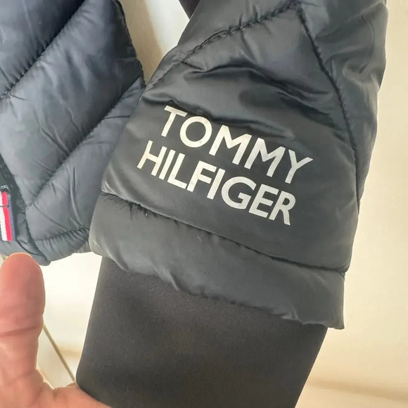 Tommy Hilfiger Wome Navy/black Puffer Jacket Quilted Packable Hooded Full Zip Sm - Picture 8 of 10